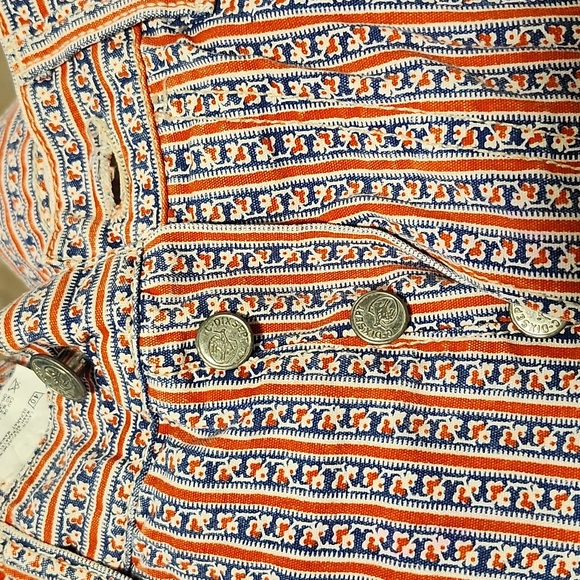 Vintage Ce Dix Sept Jeans Patterned Shorts, French Style Striped Button Fly - Picture 10 of 10